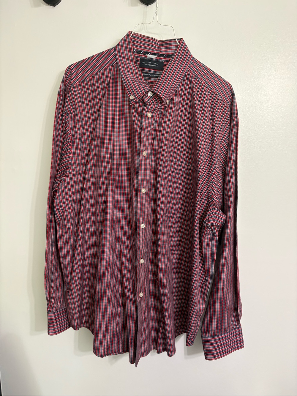 Roundtree & Yorke Red and Blue Micro-Check Button-Down Shirt